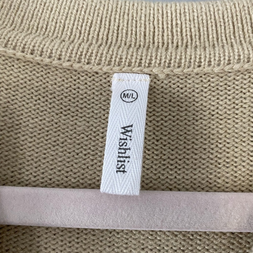 Wishlist cream  collared split v neck  pullover sweater size M/L - Picture 4 of 4